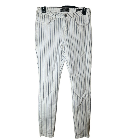 Scotch & Soda Downtown Surf La Bohemienne Mid‎ Rise Skinny White Blue Striped - Picture 1 of 11